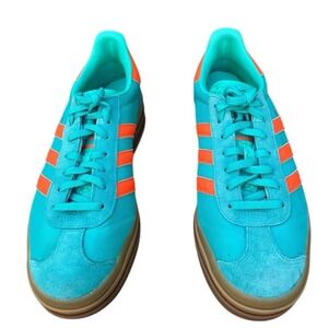 Women's Adidas Gazelle Bold Sneakers Size 10 Teal Green Gum Platform Sole Retro